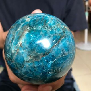 2.  1lb A,  Rare Natural Blue Apatite Quartz Crystal Sphere Ball Healing Hh638