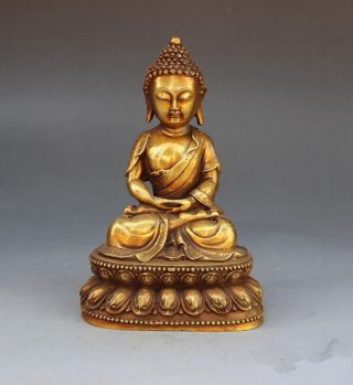 Old China Handmade Antique Bronze Tathagata Buddha Shakya Mani Statue
