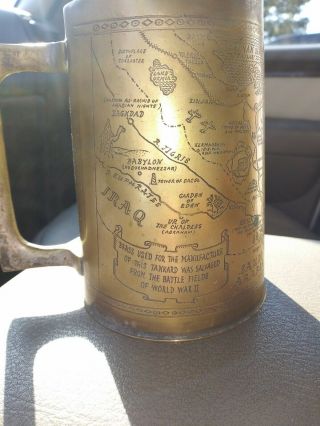 Rare Vintage Brass Trench Art World War 2 Mortar Shell Cup Ussr