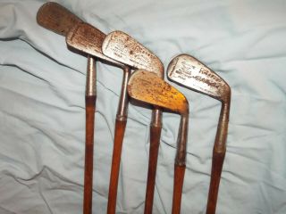 Antique Hickory Wood Shaft Spaulding Golf Clubs