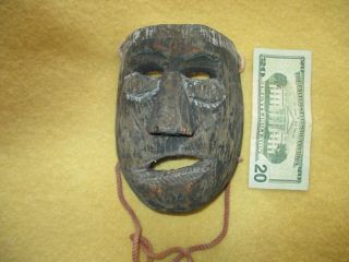 Small Fine Rare Very Old Antique 1860 Vintage Mexican Hand Carved Mask 2