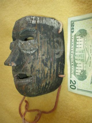 Small Fine Rare Very Old Antique 1860 Vintage Mexican Hand Carved Mask 3