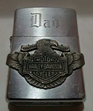Harley Davidson Zippo Lighter Vintage Rare Xiv W/ American Eagle