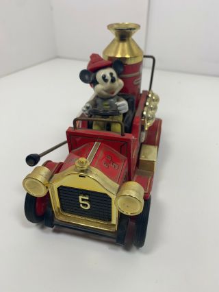 Mickey Mouse Fire Truck Vintage Rare Unique Made In Japan Walt Disney Production