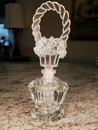 Rare Bohemian Czech Art Deco Glass Perfume Bottle With Intaglio Stopper
