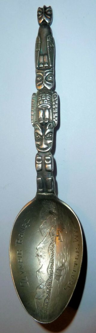 1910s Silver Spoon Native American Indian Design Seattle Wa Olympic Totem Pole