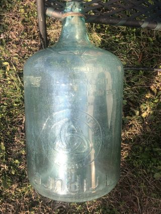 1920s 5 Gallon Glass Water Bottle Tri - Pure Products Aqua Green Glass