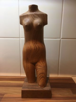 Vintage Mid Century Carved Wood Nude Female 31.  5cm (just Over 12”) Sculpture