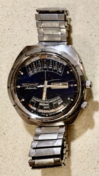 Wittnauer “2000” Automatic Perpetual Calendar 1970s Vintage Wristwatch - As - Is