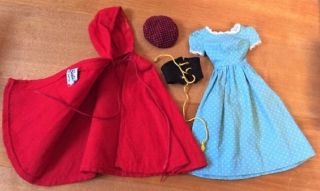 Vntg Barbie 1964 Little Red Riding Hood 4 - Pc Cape,  Dress,  Htf Corset & Hat