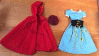 Vntg Barbie 1964 LITTLE RED RIDING HOOD 4 - Pc Cape,  Dress,  HTF Corset & Hat 2