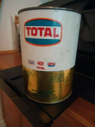 Vintage Rare Antique Empty " Total " Motor Oil I Qt.  Advertise,  Piggy Bank
