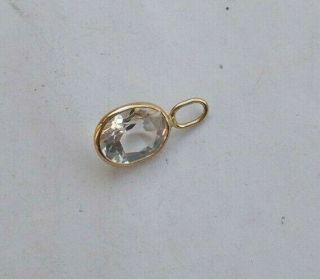 Rare Vintage 14k Solid Gold 14kt Pendant Jewelry Gemstone 1/2 " Great Shape Look
