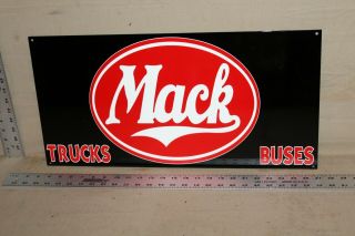 Rare Mack Trucks Buses Dealer Heavy Metal Sign Gas Oil Service Garage Bus Soda