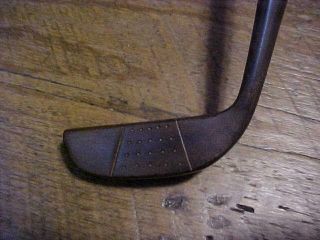 Trade Marked " Putter " Antique Hickory Shaft Golf Club Weighted Back Unique