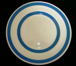 2x Vintage Chef Ware Blue White Stripe Dinner Plates 26cm Similar To Cornishware