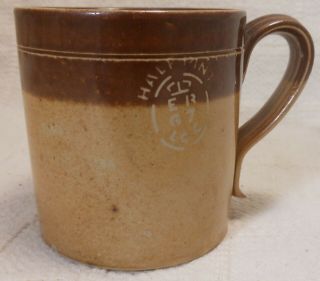 Good Antique Doulton Lambeth Salt Glaze Half Pint Measure Mug With Strap Handle