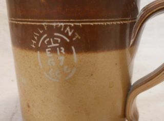 Good Antique Doulton Lambeth Salt Glaze Half Pint Measure Mug With Strap Handle 2