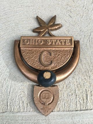 Rare Large Size Solid Metal Ohio State Football " Buckeye Nut " Door Knocker