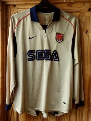 Very Rare Arsenal Football Shirt 2001 - 2002 Nike Sega Mens 42 - 44 " L Long Sleeved