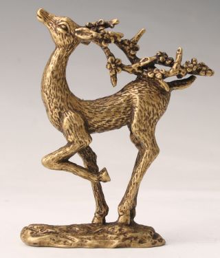 Unique Chinese Bronze Figurine Statue Animal Sika Deer Solid Decorative Gift