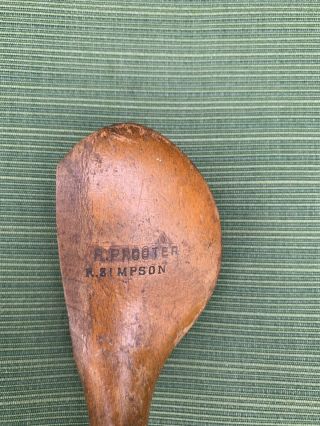 Antique Wood Hickory Shafted Golf Club - R.  Simpson - Carnoustie