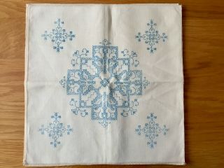 Set 6 Vintage Linen Table Napkins For Embroidery: Celtic/geo.  Pattern,  15” X 15”