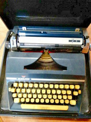 Antique Adler Model J5 Vintage German Typewriter With Case Great