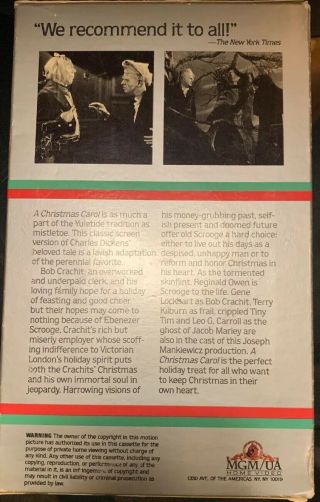 MGM Charles Dickens A Christmas Carol VHS - Rare Tray Type - 3