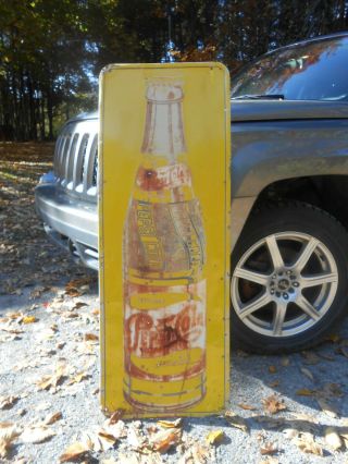 Rare Early Pepsi Cola 47 " X 17 " Soda Pop Bottle Tin Sign