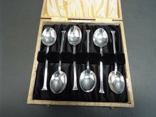 Vintage Boxed Set Of 6 Silver Plated Coffee Spoons