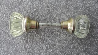 Antique Vintage Glass Doorknob Set Nickel Finish Over Brass 2 " Diameter