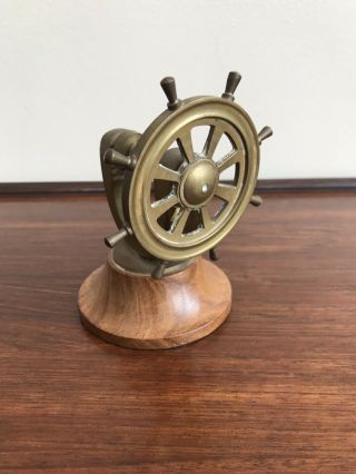Vintage Solid Brass Ship Wheel Clamp Nut Cracker