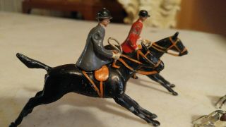 Antique England Hunting Horse With 2 Dogs And A Fox 3