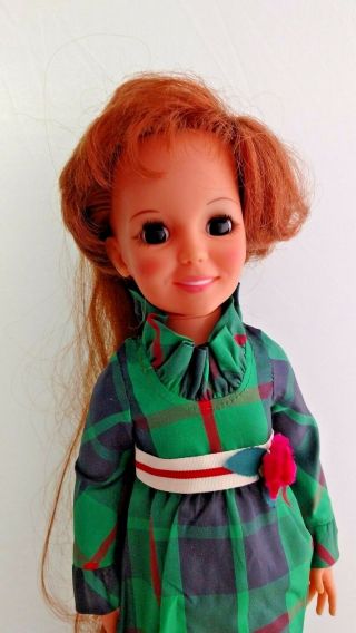 Teenage Crissy Doll Green Dress 1972 Ideal Look Around Hair Grow 18 " Vintage