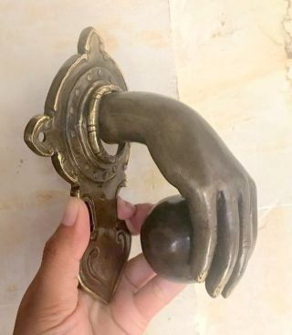 Hand Fist Ball Front Door Knocker Fingers Solid Brass Hollow 11 Cm Old Style B