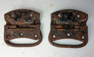 2 Antique Vintage Cast Iron Large Door Drop Handle Pull Heavy Duty Rusty Patina 2