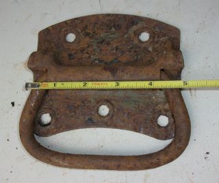 2 Antique Vintage Cast Iron Large Door Drop Handle Pull Heavy Duty Rusty Patina 3