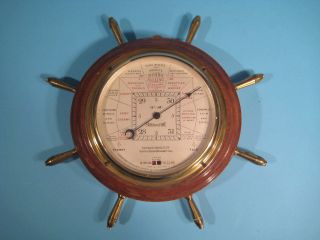 Taylor Hughes Owen Antique Stormoguide Ship Wheel Barometer 1927