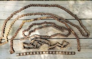 5 Vintage Rusty Industrial Link Chains Primitive Farm Decor Repurpose Steampunk