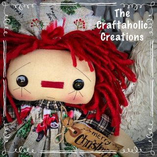 Custom Order Primitive Raggedy Ann Annie Doll Winter Christmas Tree Red Truck