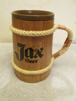 Rare Vintage Jax Beer Orleans Wood Stein Mug With Rope Handle Ex Cond