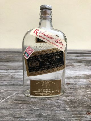 Rare Vintage Johnnie Walker Black Label Novelty Whiskey Bottle Flask