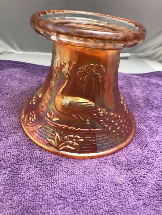 Antique Carnival Glass Punch Bowl Pedestal Only Peacock At The Fountain Marigold