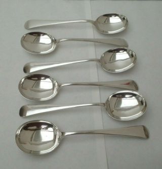 Vintage Cutlery - Set Of 6 Soup Spoons - W.  R.  H & Co.  - Silver Plated = Size 7.  6 "