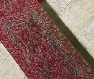 19th Century Victorian Woven Wool Paisley Shawl Fragment 213
