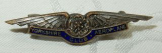 Scarce Antique Yorkshire Aeroplane Club Enamel Pin Badge Number 105