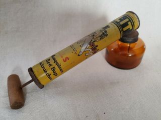 Vintage Flit Yellow Bug Sprayer Stanco Inc.  Bayway Nj Amber Anchor Hocking Glass