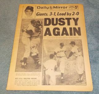 Ny Giants Daily Mirror Newspaper 1954 World Series Champions Dusty Rhodes Rare