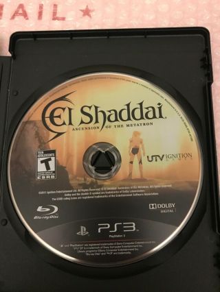 Rare El Shaddai: Ascension Of The Metatron Sony Playstation 3 2011 Disc Only Us